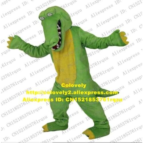Green Crocodile Alligator Cayman Caiman Mascot Costume Adult Cartoon Character Outfit Marry Nuptials Good-looking Nice zz8165