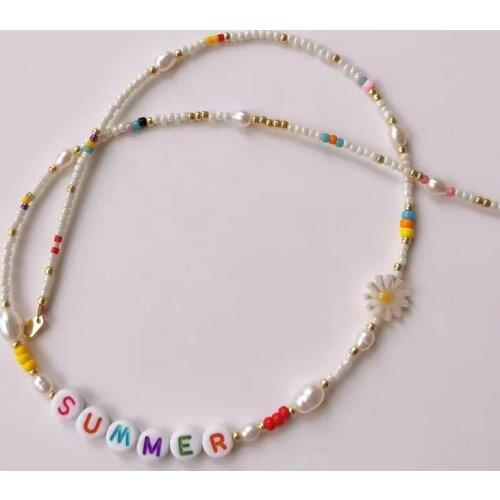 Creativity custom name necklace for woman creative choker Natural Pearl Daisy Pendant Bohemian Fashion Boutique Accessories 2021