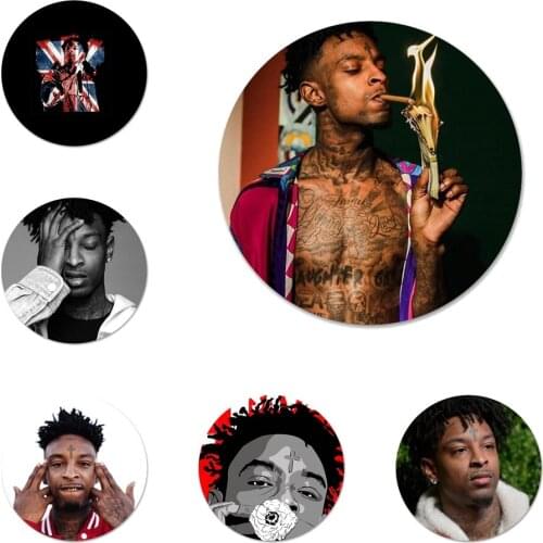 58mm Rapper hip hop 21 Savage Icons Pins Badge Decoration Brooches Metal Badges For Backpack Decoration