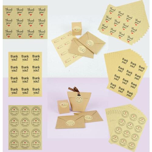 10 Sheet 120 Pcs/lot Round Shape Thank You Kraft Paper Sticker Decorations Scrapbook Handcraft Gift Envelope Seal Label Sticker