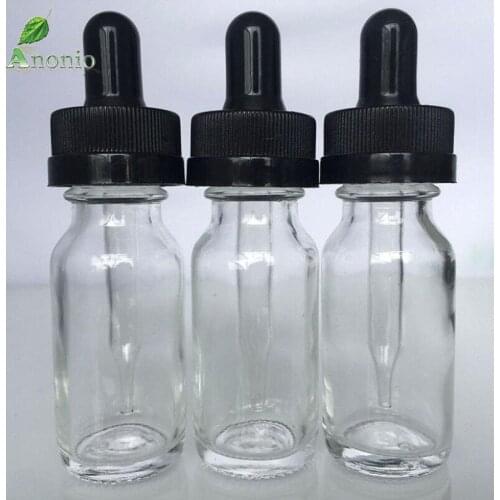 10PCS 5ml 10ml 30ml 50ml Transparent Glass Dropper Bottle Black Cap for Liquid Empty Clear Glass Essential Dropper Bottles C