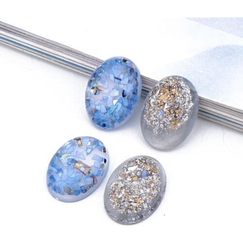 10pcs Sequin Oval Cobblestone Headwear Patch Jewelry Findings Resin Charms Elegant Ring Cabochon Beads Earring Hair Accessories