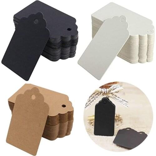 100pcs White Brown Black Wave Paper Hang Tags DIY Label Wedding Party Blank Gift Decorating Gift Tag 5*3cm
