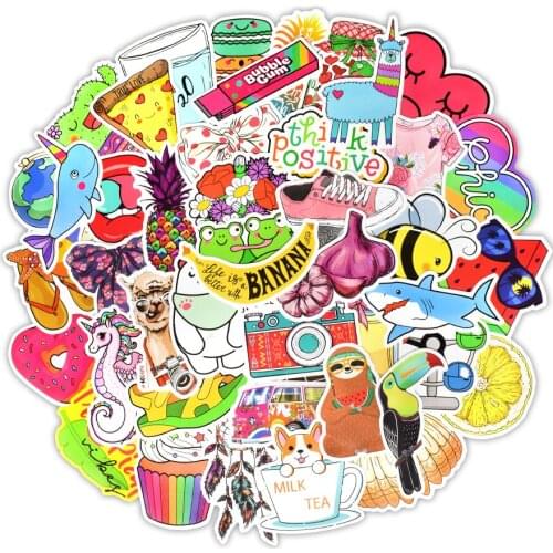 100PCS Cartoon Vsco Wall Sticker Cute INS Style Anime Waterproof Decal Stickers for Wall Mirror Laptop Living Room Fridge Kettle