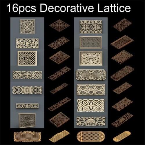 16pcs Decorative Lattice 3d model STL relief for cnc STL format frame Decor 3d Relief Model STL Router 3 axis Engraver ArtCam