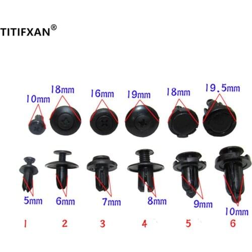18PCS 5mm 6mm 7mm 8mm 9mm 10mm Hole auto plastic fastener rivet clip for bumper fender screw buckle for toyota sienna 2011