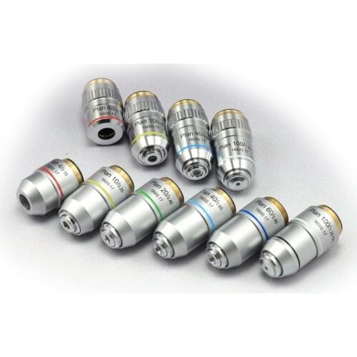 195mm Compound Biological Microscope RMS thread DIN160 4X/10X/20X/40X/60X/100X Plan Microscope Achromatic Objective Lens