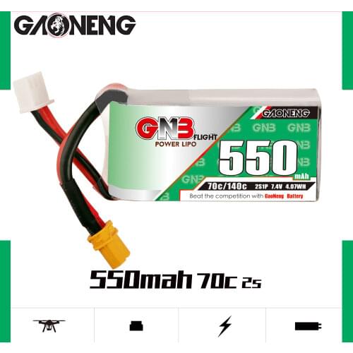 2PCS GNB 550mAh 2S 7.4V 80C/160C Lipo battery JST XT30 Plug for Emax babyhawk Micro aircraft Mini Quadcopter FPV Racing Drone