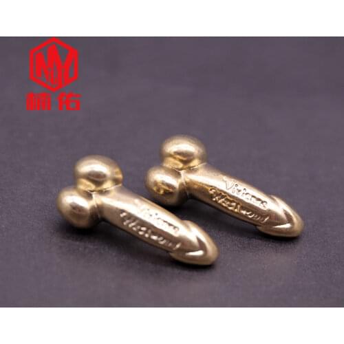 2PC Male Genitalia Retro Brass EDC Tool Paracord Knife Bead Outdoor Keychain Lanyard Pendant