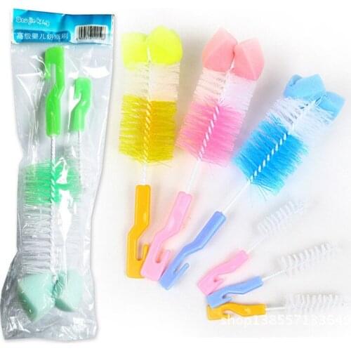 2019 Baby Nipple Milk Brush Bottle Cup 360 Degree Sponge Cleaner + Pacifier Brush 2Pcs Sponge Cup Brush Kit cleaning