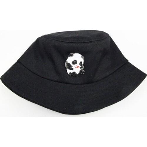 2021 Panda Animal Embroidery Cotton Bucket Hat Fisherman Hat Outdoor Travel Hat Sun Cap Hats for Men and Women 174