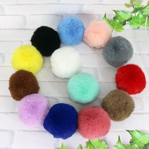 6,7,8CM Large Handmade Pompoms Rabbit Fur Ball for Key Chain garment accessories Wholesale
