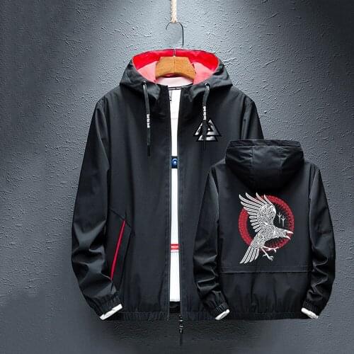 Man Viking Legend Ragnar Raven Fashion Classic Zipper Hoodies Splice Windbreaker Rainproof Coat Tops Coat Jacket