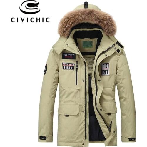 CIVICHIC Top Grade Men Down Jackets Windproof Warm Regular Parkas Winter Thick Coats Casual Outerwear Eiderdown Hooded Wear DC01