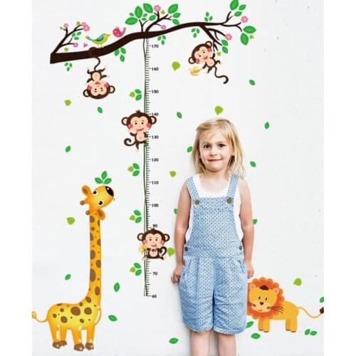 Kid Height Wall Sticker Giraffe Monkey Background Door Living Room Bedroom Kindergarten Festival Decoration Decals Removable Pvc