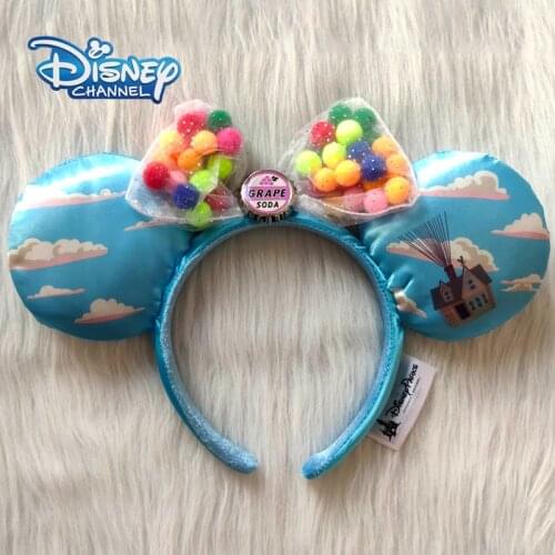 Disney UP Blue Clouds Mickey Mouse Headband Disneyland Minnie Ears Plush Headwear Girl Beauty Toys Cosplay Party Decoration Gift