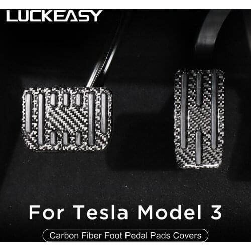 LUCKEASY Interior modification accessories for Tesla Model3 or ModelX ModelS 2017-2020 car carbon fiber foot pedal pads covers
