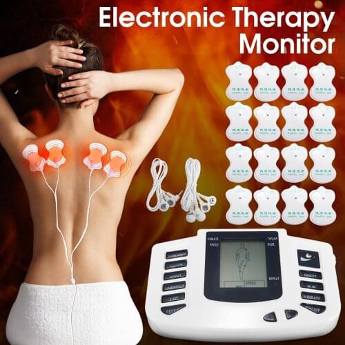 Electric Muscle Stimulator EMS Acupuncture Therapy Pulse Massager Tens Machine Full Body Massage Tool 16 Pads Slimming Massager