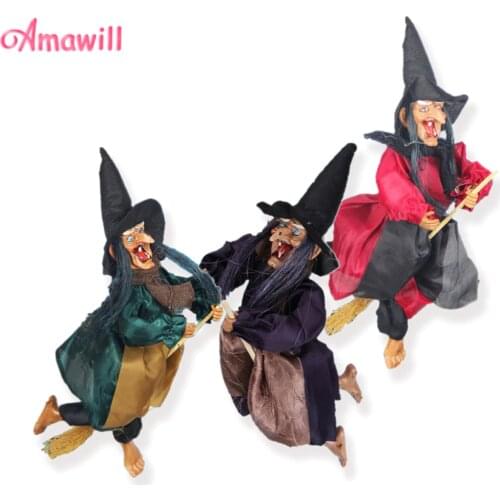 Halloween Decorations Witch Pendant Horror Voice Control Witch Dolls Props For Garden Haunted House Bar Party Home Decor Toys