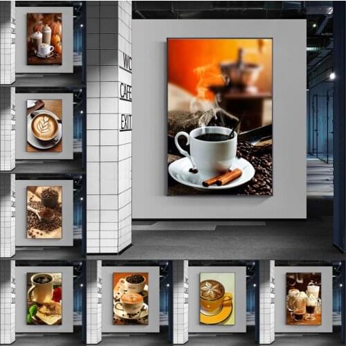 Retro Coffee Cups Painting Canvas Art Posters and Prints Wall Art Pictures for Living Room Nordic Style Home Decoration