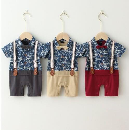 Baby Boy Romper For Wedding Party Summer Spring Infant Little Gentleman Clothes 0-18M Toddler Newborn Outfits Baby Boy Clothes