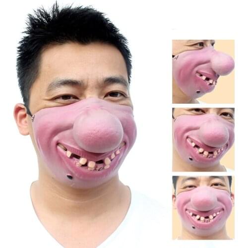 Halloween Latex Half Face Mask Joyful Role-playing Props Humorous Elastic Band Half Face Mask Masquerade Party Decoration