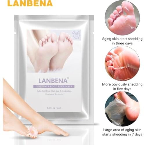 LANBENA Lavender Foot Peel Mask Only Need One Pair Remove Dead Skin Thoroughly in 2-7 Days Foot Mask Peeling Cuticles Heel