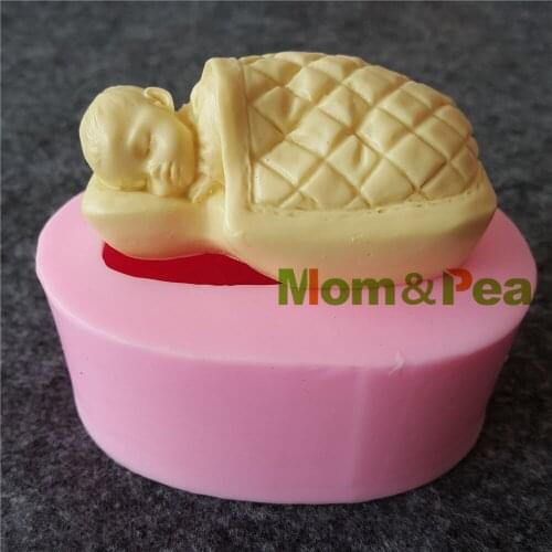 Mom&Pea 1188 Free Shipping Sleeping Baby Silicone Mold Cake Decoration Fondant Cake 3D Mold Food Grade