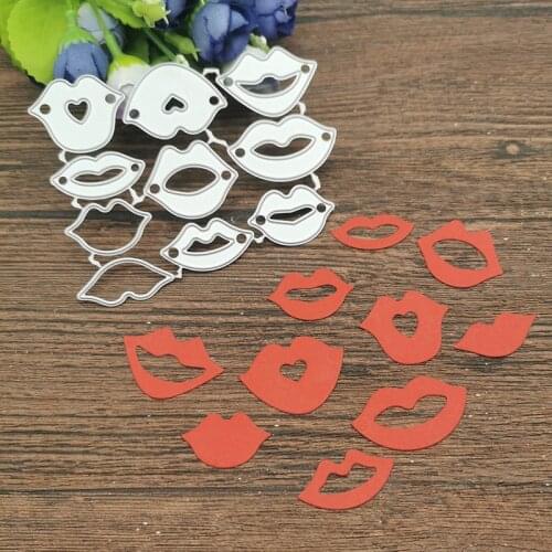 10pcsRed lip set background Metal Cutting Dies Stencils For DIY Scrapbooking Decorative Embossing Handcraft Die Cutting Template