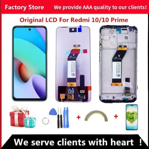 Original 6.5'' For Xiaomi Redmi 10 LCD Display with Frame Touch Panel Screen Digitizer Assembly Pantalla For Redmi 10 Prime LCD