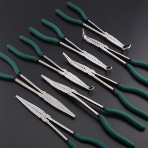 11 "16" Pointed Long Curved Nose Pliers O Shape clamp Spark Plug Pliers Lengthen Flat Nose Househeld Full Specification Tools