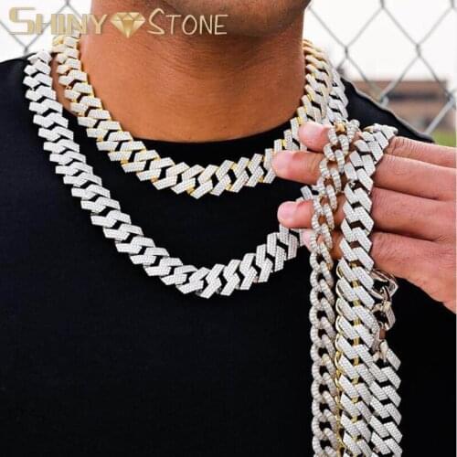 New Silver Color Miami Prong Cuban Chain Link Necklaces 3 Row Full Iced Out Cubic Zirconia Bracelet Set for Mens Boy Women Gift