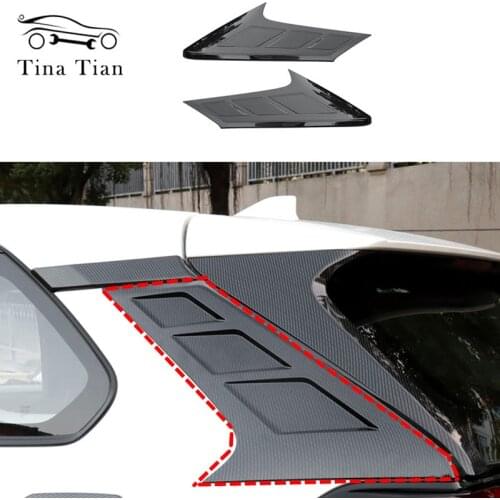 Fit for Toyota RAV4 2019 2020 Carbon Fiber color Exterior Rear Tail Window Spoiler Triangle Molding Cover Kit Trim Accessories