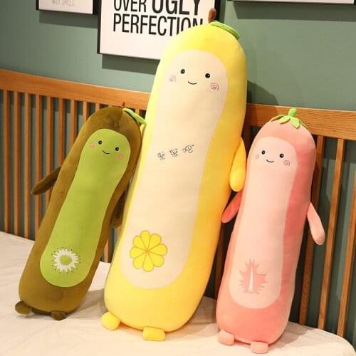 80/110cm Cartoon Fruit Plush Toys Soft Lemon Kiwi Strawberry Plushies Stuffed Long Pillow Cushion Baby Sleep Pillow Gift