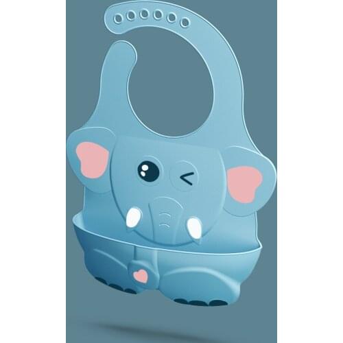 Brightbebe Popular Stereo Elephant Custom Logo Printed Baby Bibs Wholesale Waterproof Infant Toddler Feeding Baby Silicone Bibs