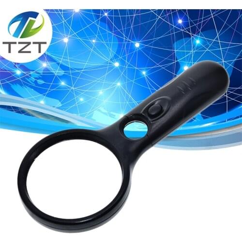 Handheld 3X 45X Illuminated Magnifier Microscope Magnifying Glass Aid Reading for Seniors loupe Jewelry Repair Tool With 3 LED