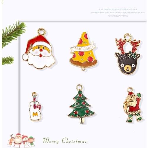 20Pcs Christmas Series Fawn Snowflake Candy Shape KC Gold Color Alloy Earring Charm Jewellery Accessories Fittings