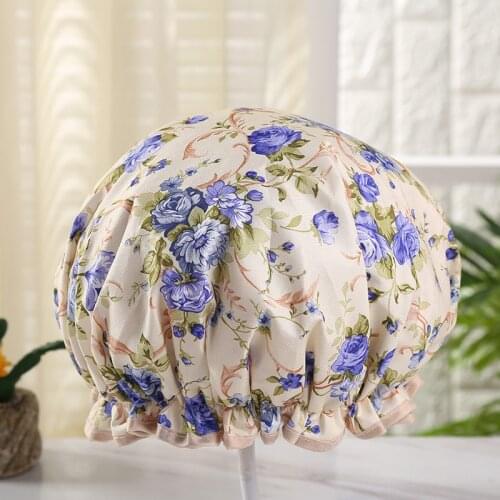 Thick 1Pcs Waterproof Bath Hat Double Layer Shower Hair Cover Women Supplies Shower Cap Bathroom Accessories