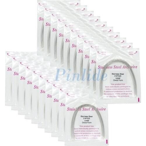 Dental Orthodontic Arch Wire Ovoid Form Super Elastic Stainless Steel Rectangular 016*025 Upper/Lower 10Packs/100Pcs