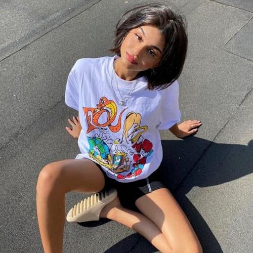 Summer Top Women T Shirt Cotton Tee White Short Sleeve Hip Hop Tops For Dance