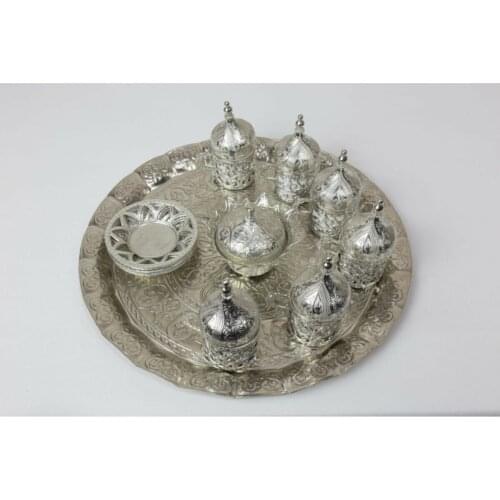 Amazing Authentic Turkey Gift Coffee Cup Set 6 Silver Color Free Shipping FREE SHIPPING