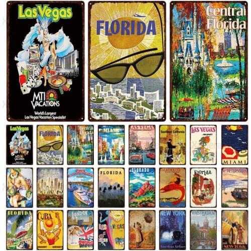 Vintage Tin Sign America City Sign Decoration Gift Metal Plate For Wall Art Retro Home Bar Room Decor Poster Iron Sheet Painting