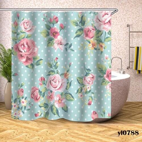 Waterproof Flowers Shower Curtains Green Plants Bath Curtains For Bathroom Bathtub Large Wide Bathing Cover Cortina De Chuveiro