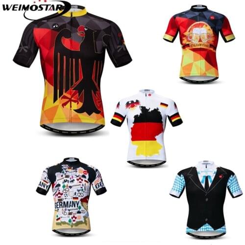 Weimostar Germany National Team Mens Cycling Jersey Tops MTB Bicycle Shirt Summer Short Sleeve Bike Jersey Herren Fahrradanzug