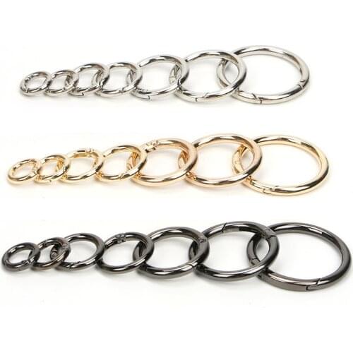 XUNZHE 10Pcs Zinc Alloy Plated Gate Spring O-Ring Buckles Clips Carabiner Purses Handbags Round Push Trigger Snap Hook Carabiner
