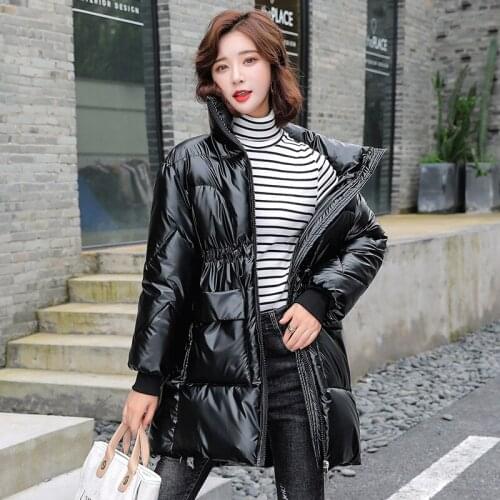Womens Winter Jacket Oversized Thick Long Parkas Female Solid Cotton Padded Loose Plus Size Stand Collar Casual Coats