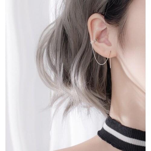 Real 100% Pure S925 Sterling Silver Earring Long Linear Clip Earrings for Women Girlfriend Fine Jewelry Birthday Gifts Female