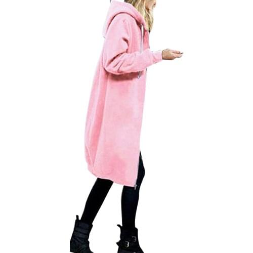 Women 2020 Autumn Winter Long Coat Casual Long Zipper Hooded Jacket Hoodies Sweatshirt Vintage Plus Size Outwear Coat Plus 5XL