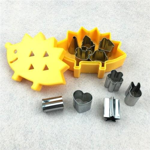 10pcs/set Hedgehog Box Fruit Vegetable Cookie Cutter Mold Stainless Steel Molds Dough Biscuit Cutter Stamp Ham Cookie Tools