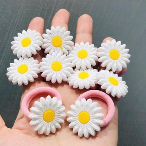 10Pcs/set Mix Candy Color Flower Hair Accessories Children Rubber Bands Scrunchies Elastic Hair Bands Girls Headband Ties